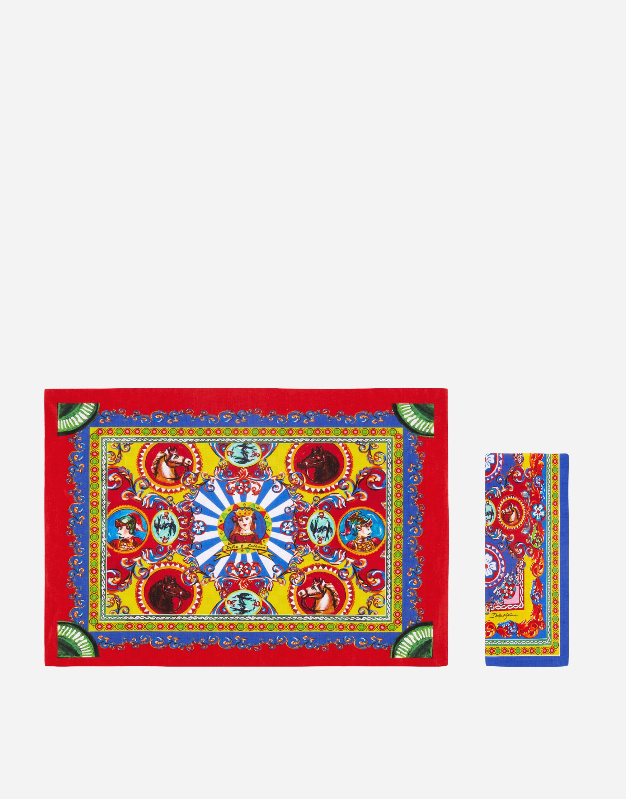 Dolce & Gabbana Conjunto de mantel individual y servilleta de lino Multicolor TCGS04TCADO