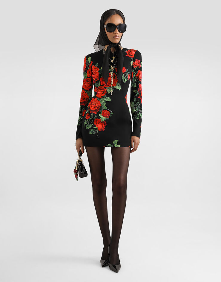 Dolce & Gabbana Rose-print charmeuse dress Dolce & Gabbana Rose-print charmeuse dress Multicolor F623STFSA9R