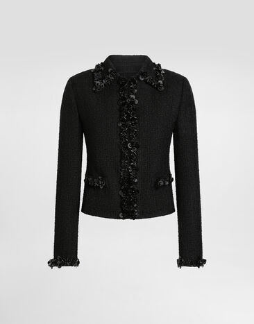 Dolce & Gabbana Short jacket in stretch mat Black F27GGZFUCDQ