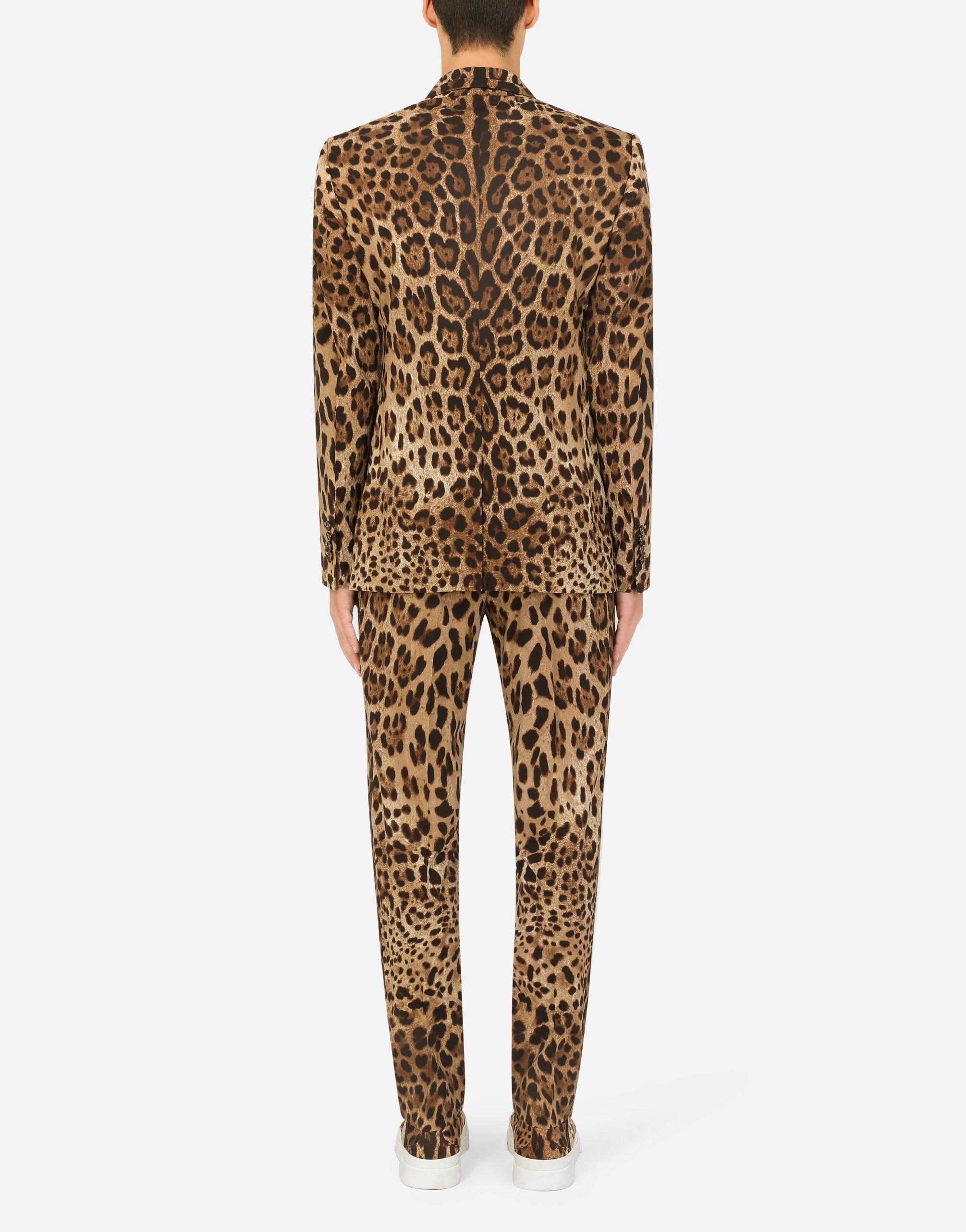 Double breasted wool Sicilia fit suit with leopard print in Multicolor for Men Dolce Gabbana US