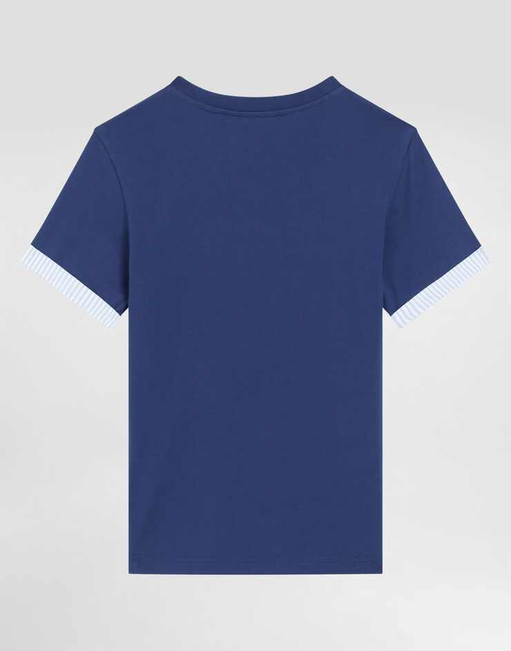 Dolce & Gabbana T-shirt in jersey con logo Dolce&Gabbana Blu L4JTIGG7OIE