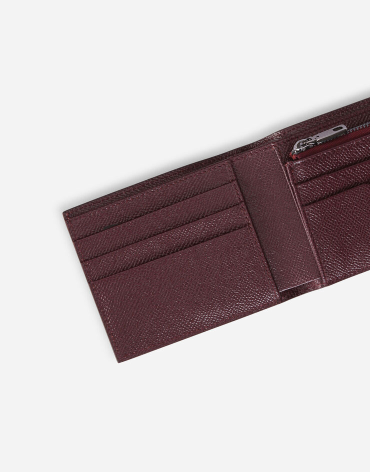 Dolce & Gabbana Dauphine calfskin bifold wallet with branded tag Bordeaux BP2463AZ602