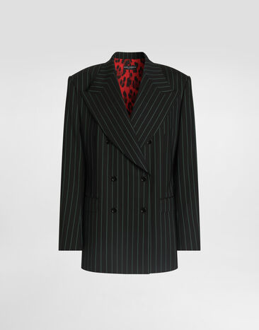 Dolce & Gabbana Double-breasted jacket in pinstripe wool Multicolor F29QWTFRBDU