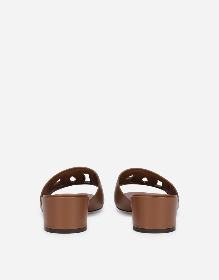 Dolce & Gabbana DG 徽标与小牛皮拖鞋 棕 CR1139AY329