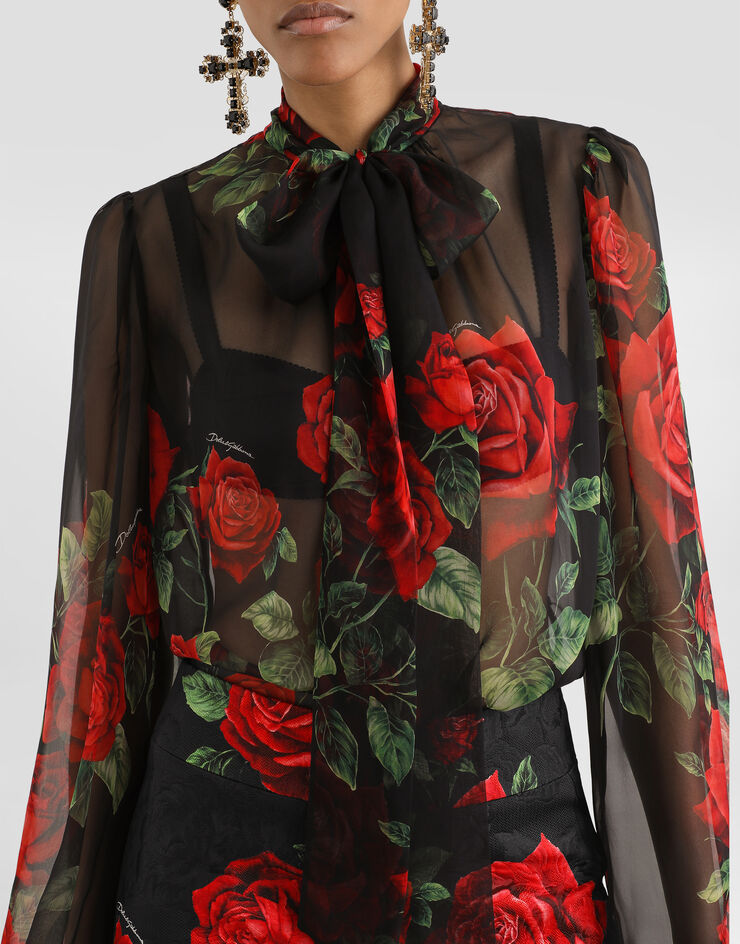Dolce & Gabbana Rose-print chiffon blouse Dolce & Gabbana Rose-print chiffon blouse Multicolor F5U60TIS134