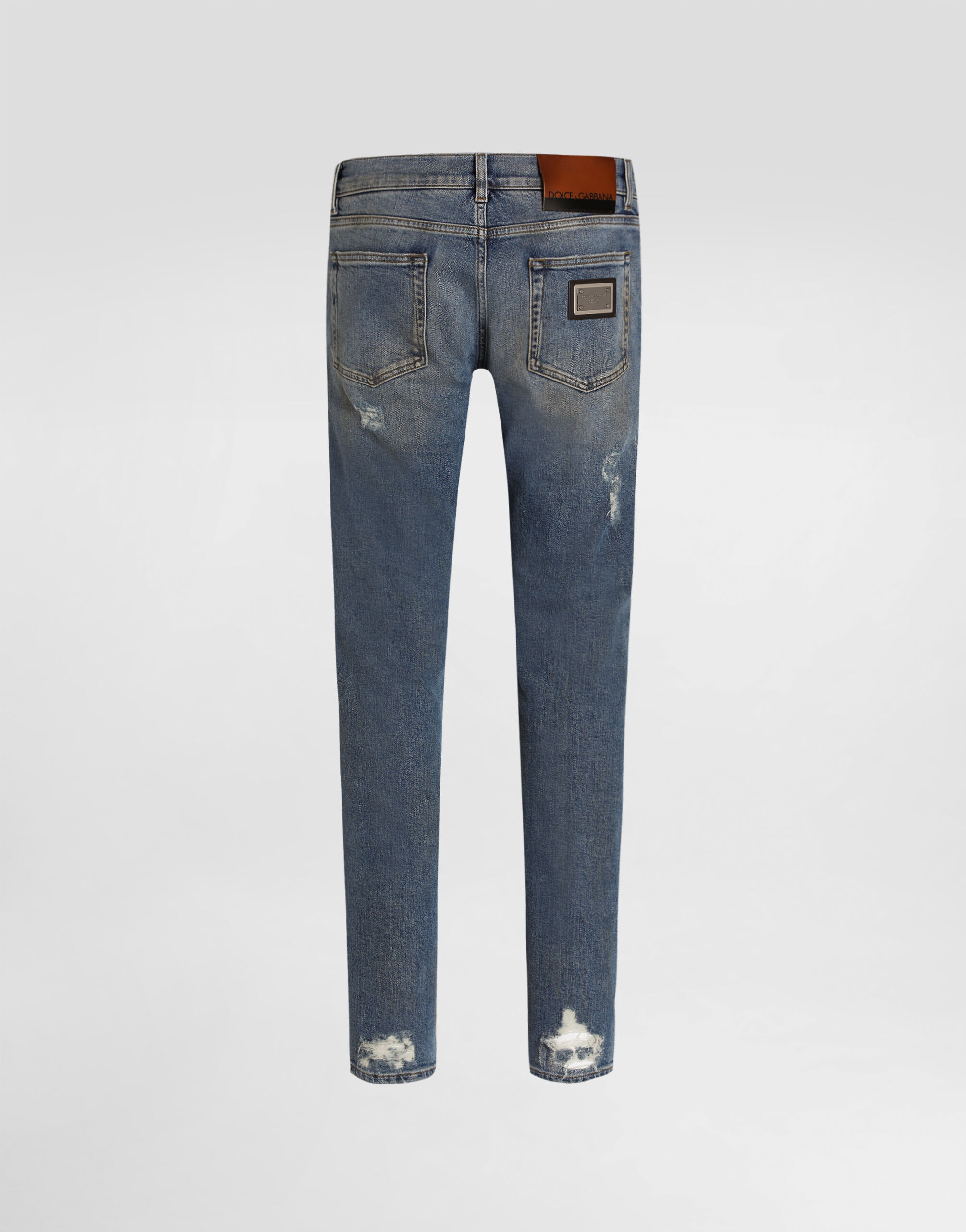 Slim-fit stretch cotton jeans with tag in Multicolor for Men