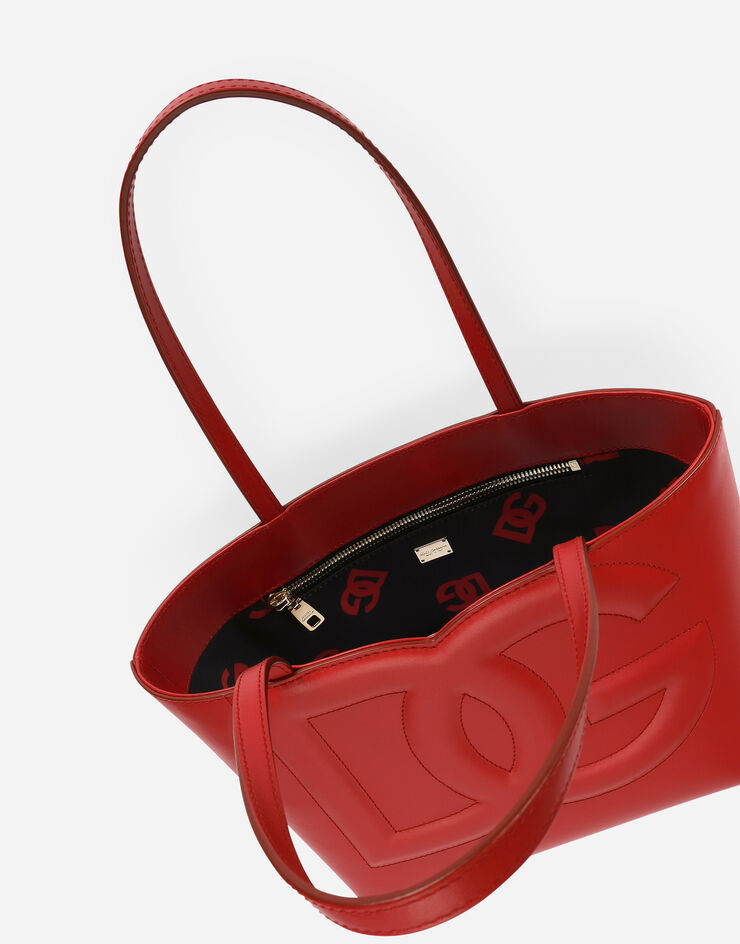 Dolce & Gabbana Cabas logo DG petit format en cuir de veau Rouge BB7337AW576