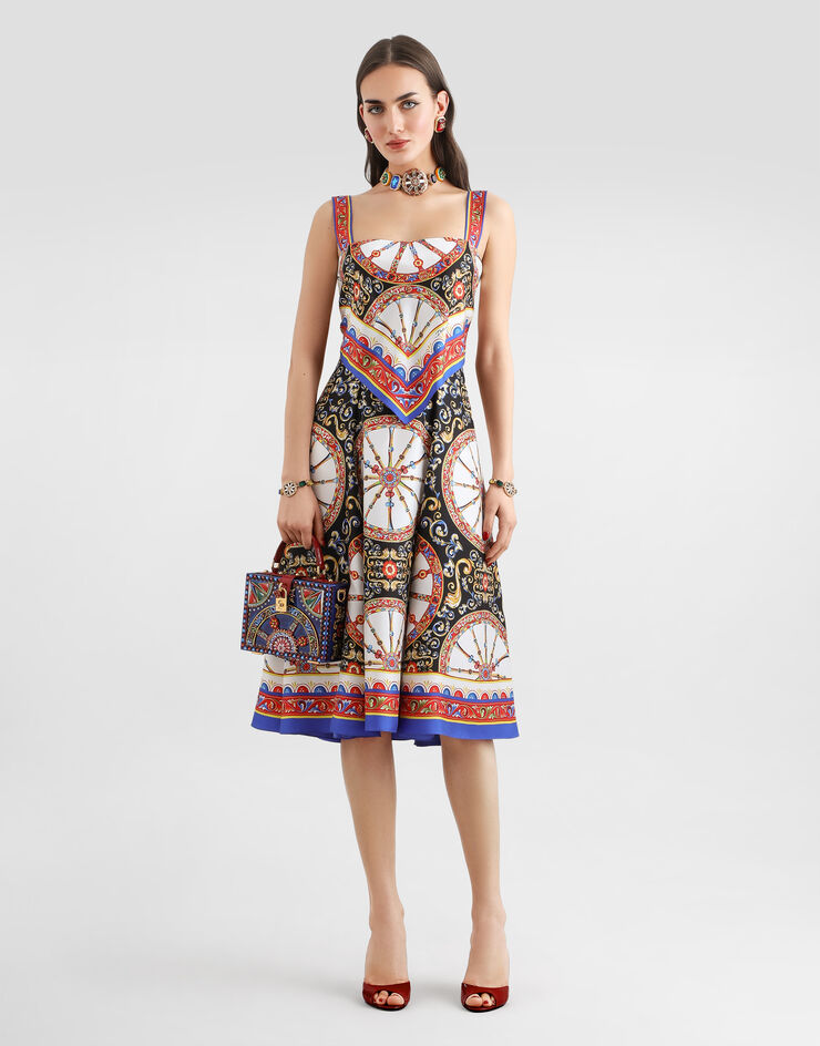 Dolce & Gabbana Carretto-print twill dress Multicolor F6TZBTGDDTI