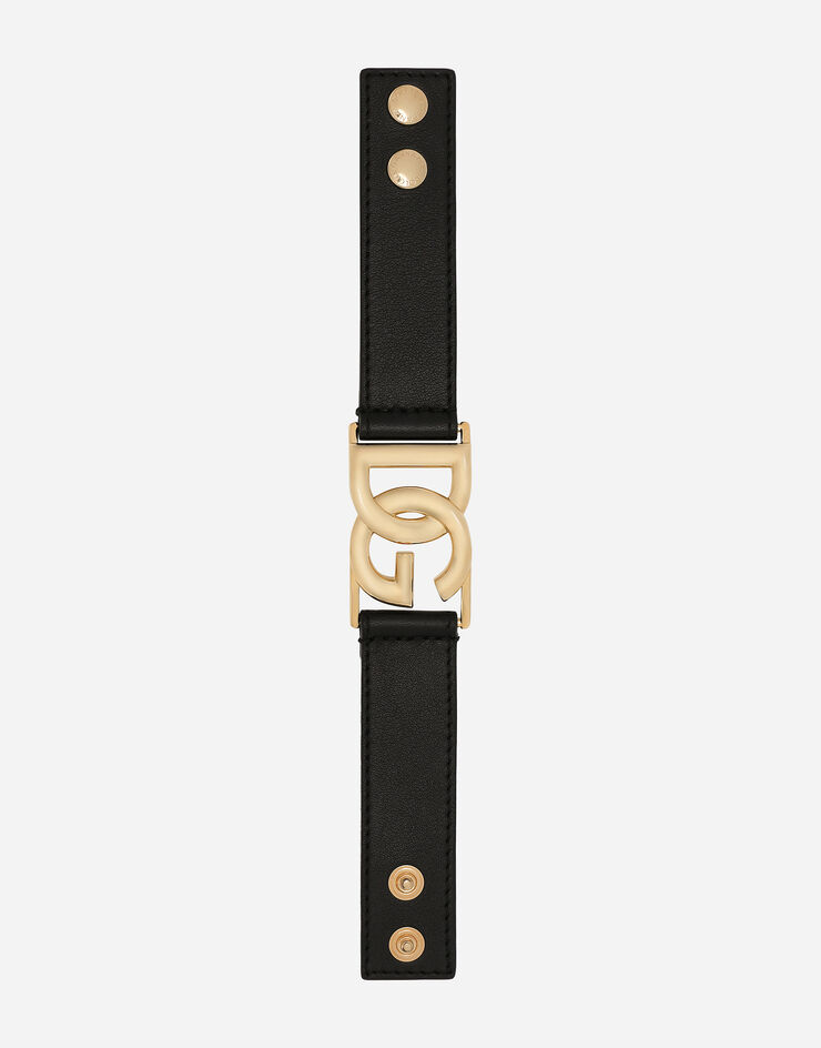 Dolce & Gabbana Bracelet en cuir de veau à logo DG Noir BJ0820AP599