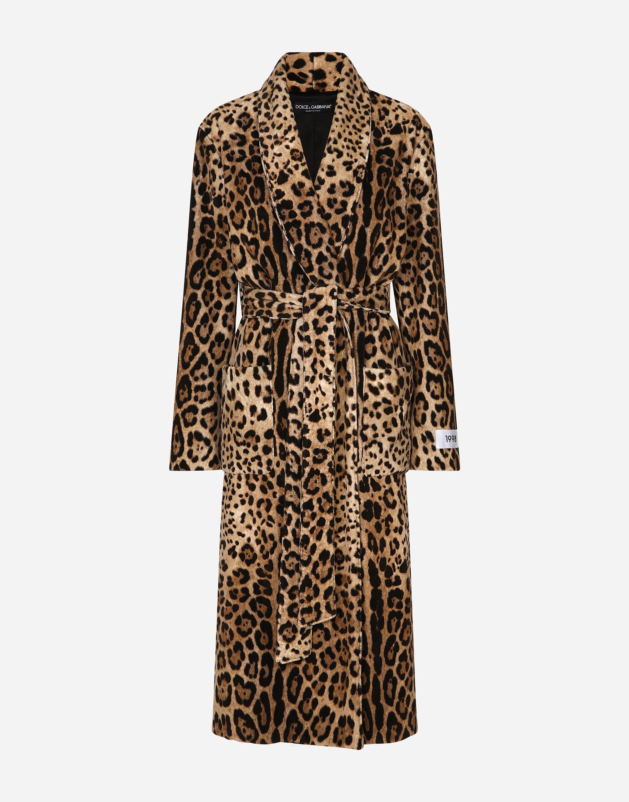 Dolce & Gabbana KIM DOLCE&GABBANA Leopard-print terrycloth coat with belt and the Re-Edition label Black F9P52LHULRK