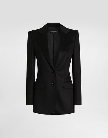 Dolce & Gabbana Single-breasted jacket in silk and Cashmere Black F29KNTGDDC0