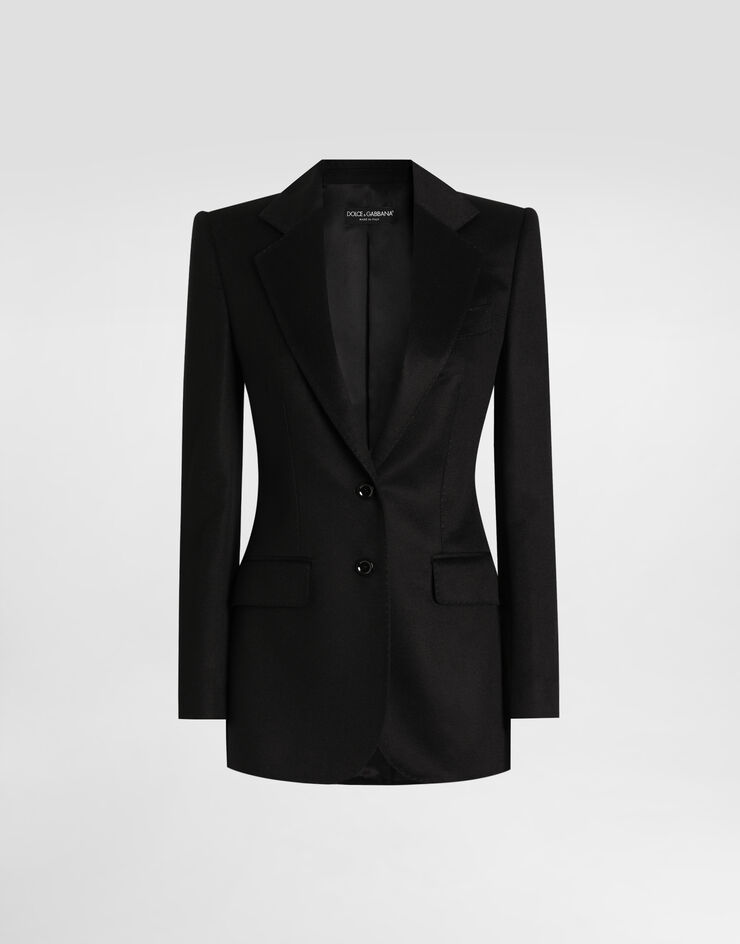 Dolce & Gabbana Single-breasted jacket in silk and Cashmere Black F29KNTGDDC0