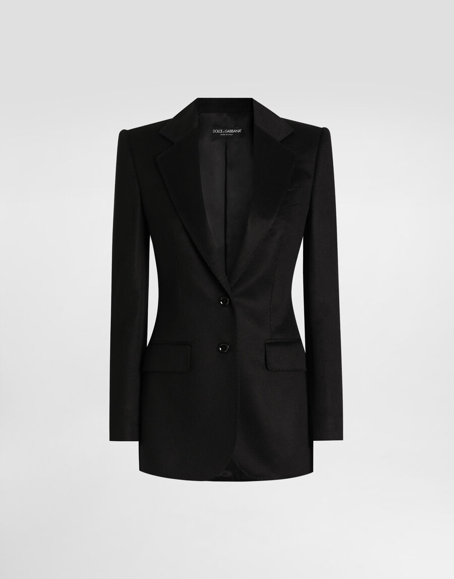 Single-breasted jacket in silk and Cashmere