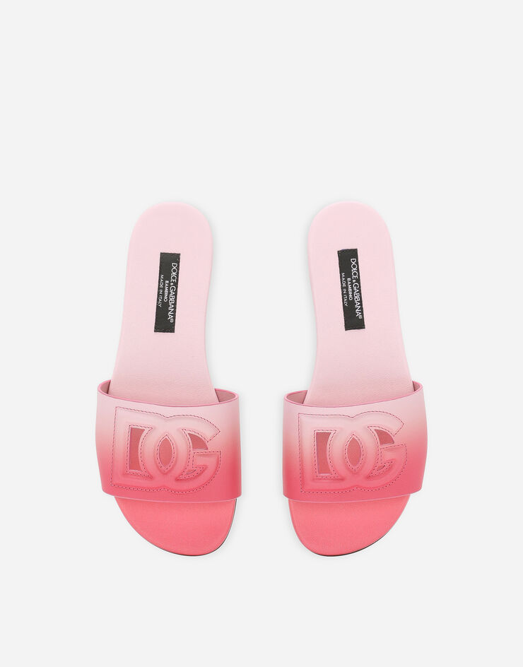 Dolce & Gabbana Printed calfskin sliders Pink D11247AS204