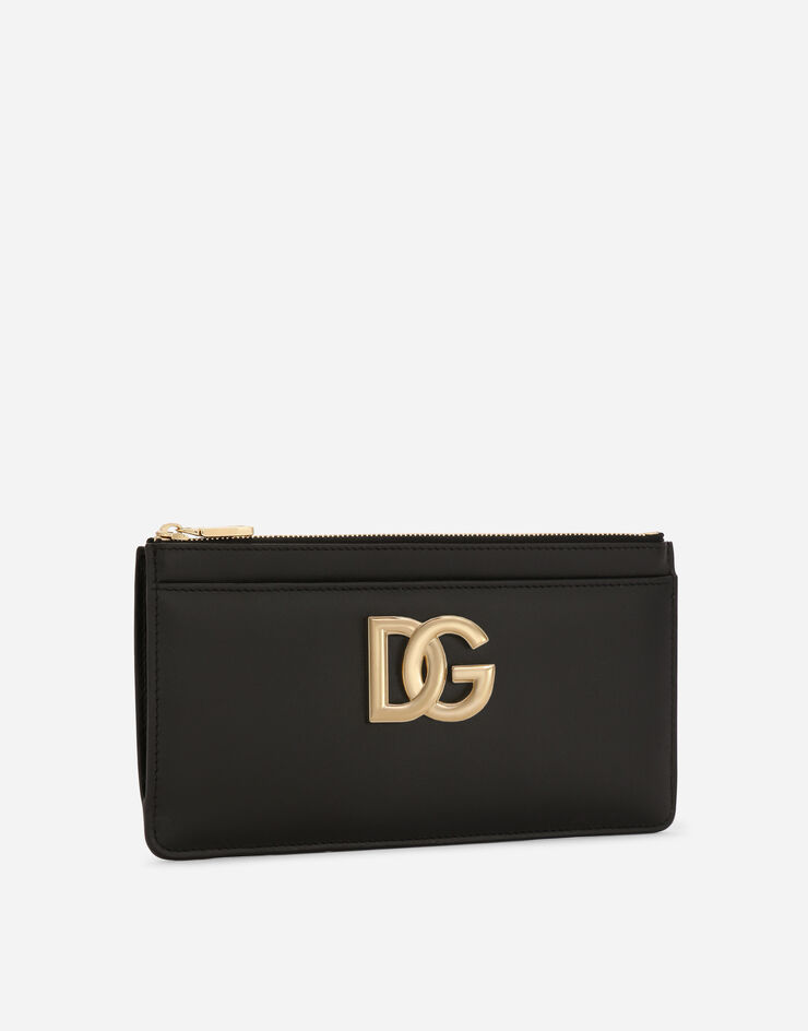 Dolce & Gabbana حافظة بطاقات كبيرة من جلد عجل بشعار DG أسود BI1265AW576