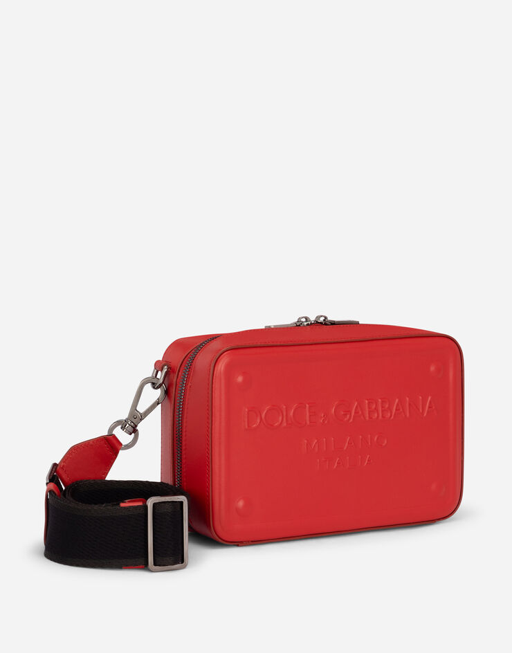 Dolce & Gabbana Sac à bandoulière en cuir de veau avec logo en relief Rouge BM7329AG218
