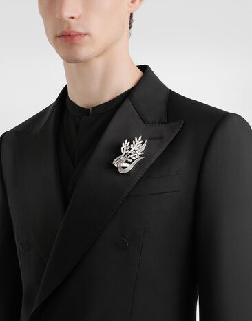 Dolce & Gabbana 풀 라인스톤 브로치 실버 WPR5X2W1111