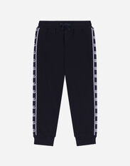 Dolce & Gabbana Cotton jogging pants with branded side bands Blue L4JQP0G7IJ8
