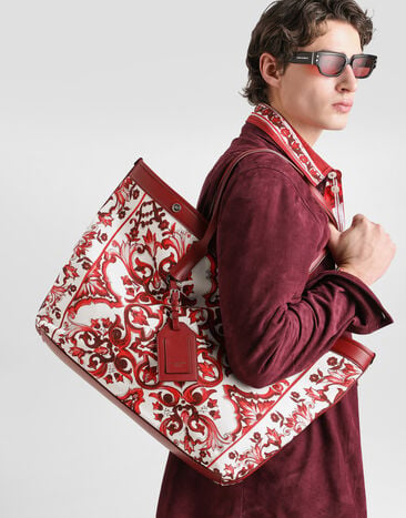 Dolce & Gabbana حقيبة تسوق atene من قماش كانفاس بطبعة ماجوليكا Multicolor BM7806A0642