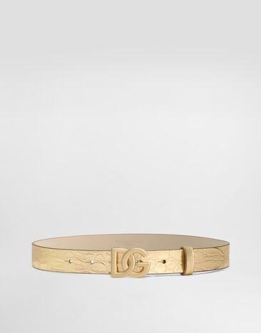 Dolce & Gabbana Gürtel aus Kalbsleder mit Krokoprägung Gold EE0068AC459