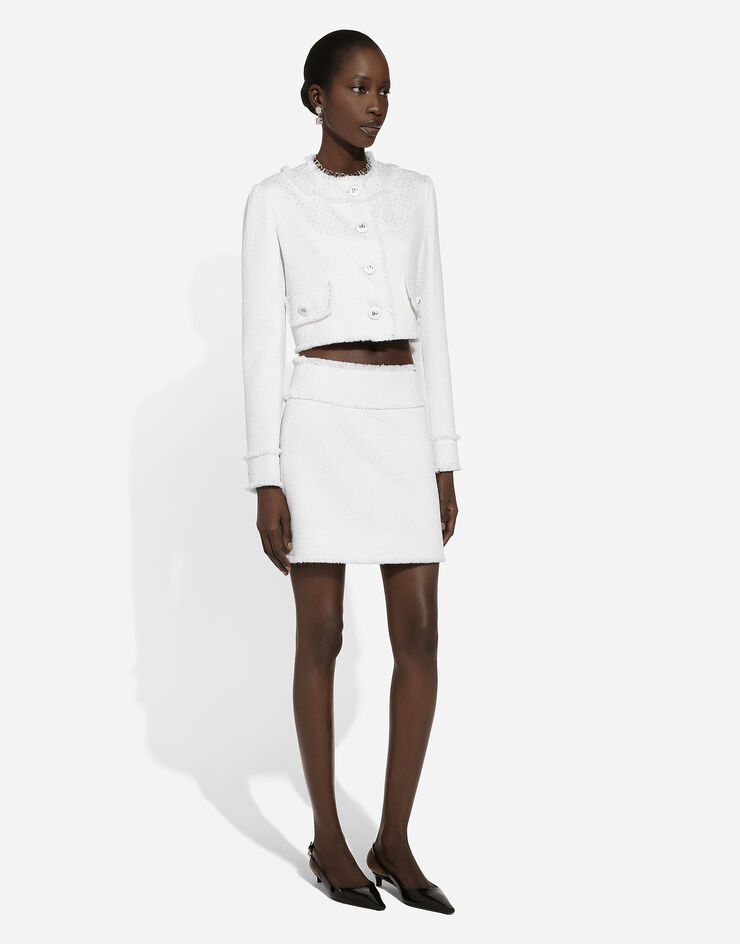Dolce & Gabbana Minifalda de tweed raschel Blanco F4CR5THUMUA