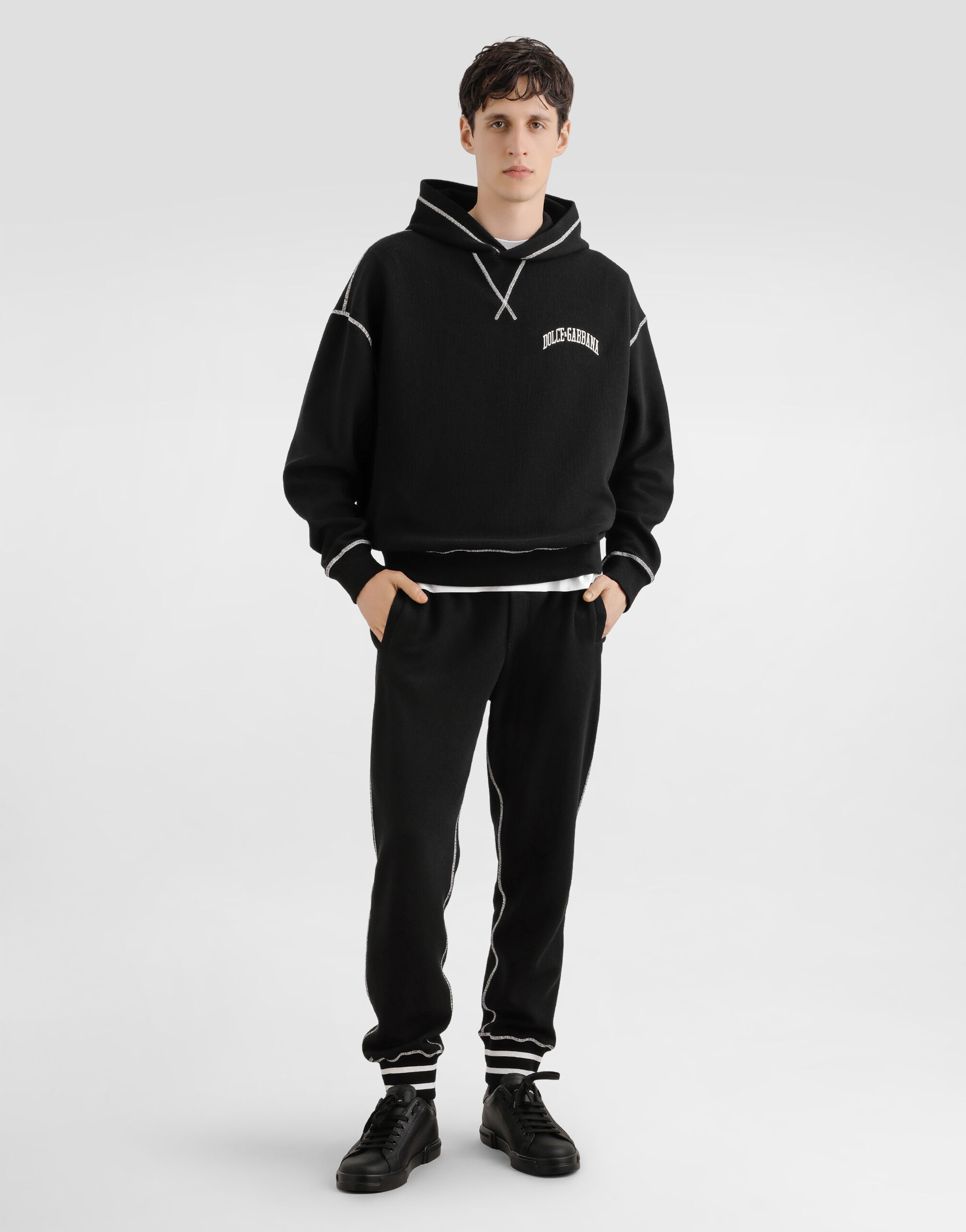Techno fleece joggers in Black for Men | Dolce&Gabbana®