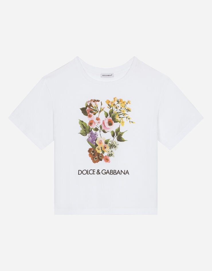 Dolce & Gabbana 混合花卉印花平纹针织 T 恤 白 L5JTHWG7M1Y