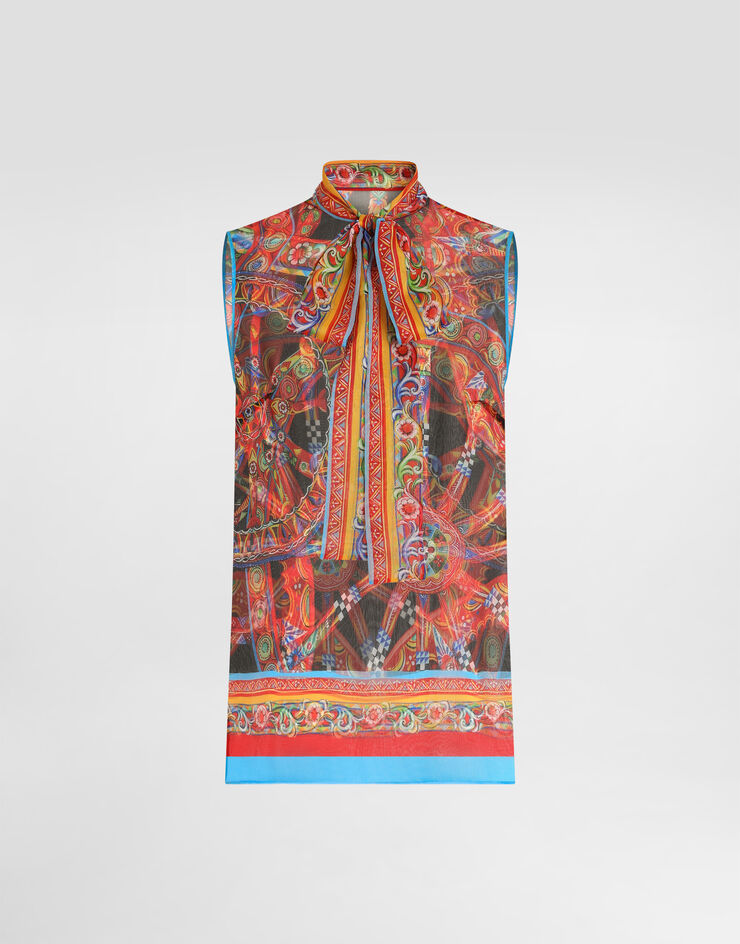 Dolce & Gabbana カレット プリント シルク シフォン トップ マルチカラー F7AO1TGDDTC