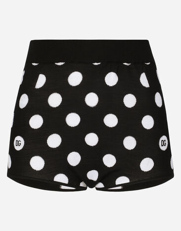 Dolce & Gabbana Wool and silk high-waisted panties with polka-dot inlay Print F5P61TFSFNR