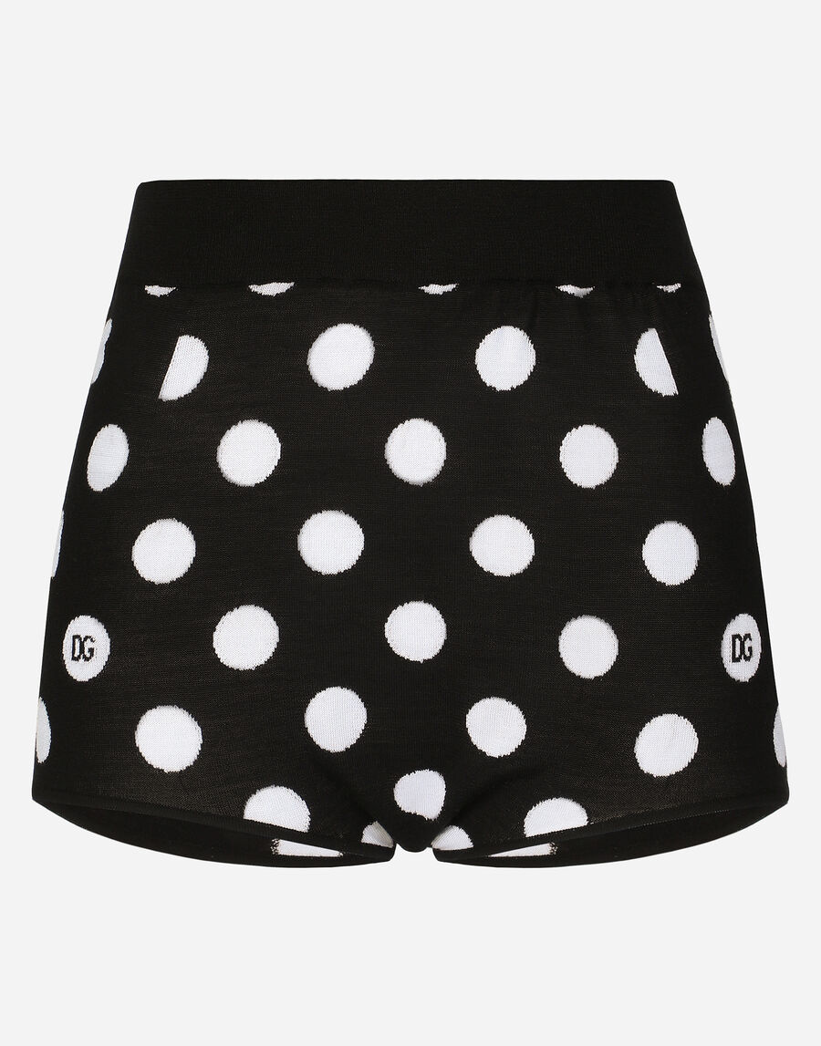 Wool and silk high-waisted panties with polka-dot inlay