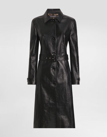 Dolce & Gabbana Single-breasted calf leather coat Black F0W4BLHULXX