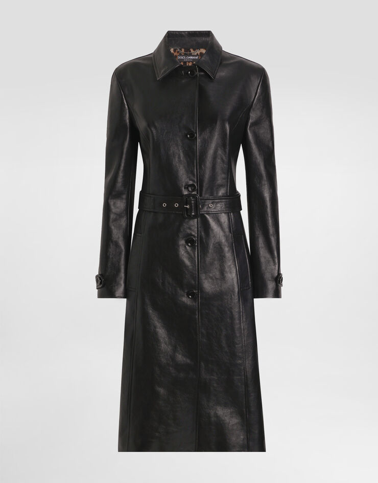 Dolce & Gabbana Single-breasted calf leather coat Black F0W4BLHULXX