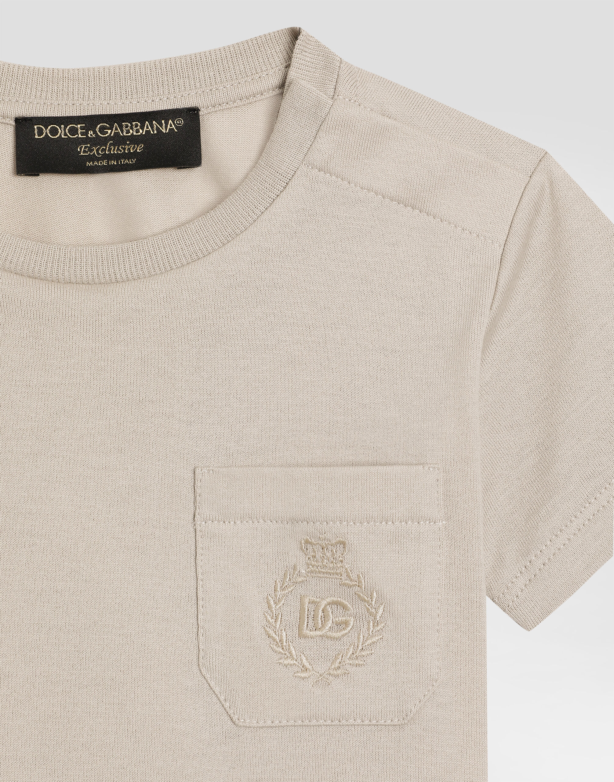 Jersey T-shirt with DG logo embroidery in Beige for Men