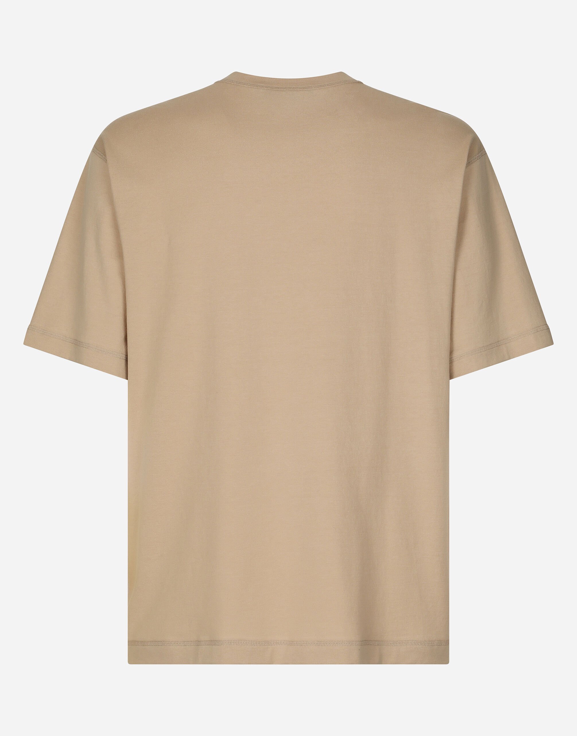 Camiseta de algodon con logotipo DG bordado en Beige de Hombre Dolce Gabbana
