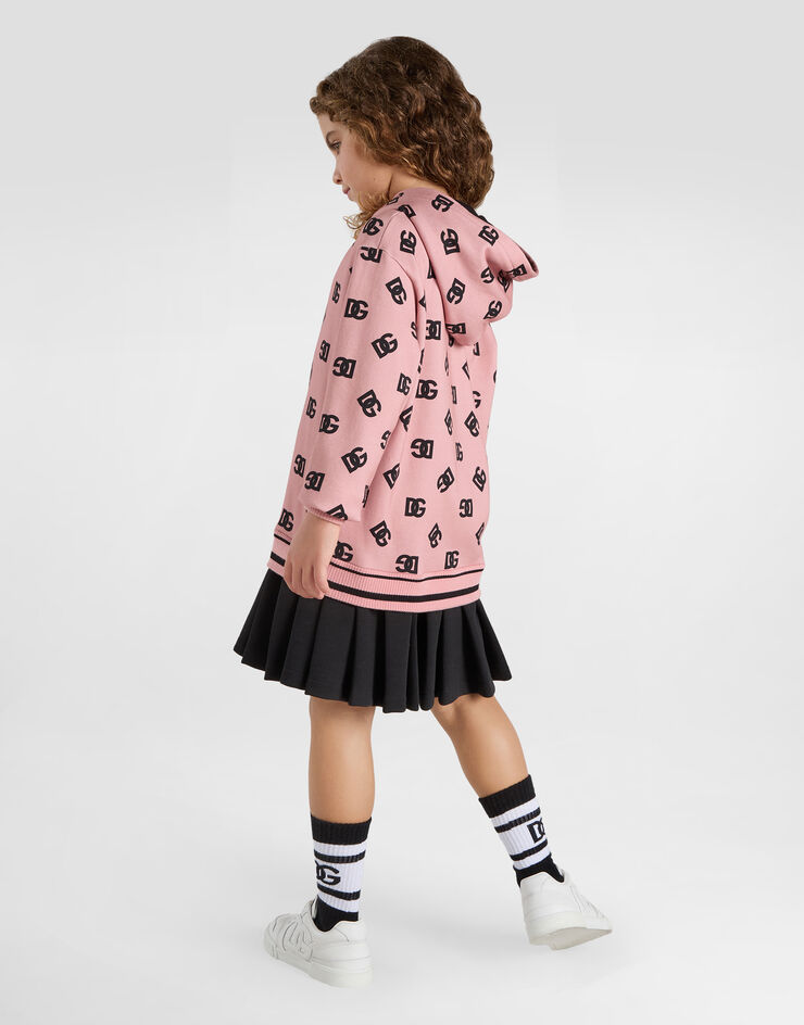 Dolce & Gabbana Robe molletonnée en interlock à imprimé logo DG Rose L5JD9OG7N9P