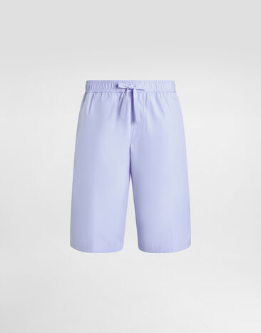 Dolce & Gabbana Cotton bermuda shorts with DG crossed embroidery Azure GV37AZGJ745