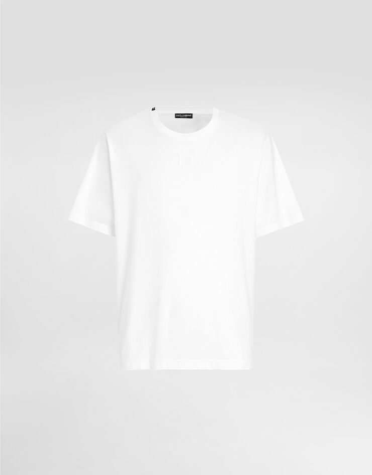 Dolce & Gabbana Camiseta de algodón con logotipo bordado Blanco G8PN9ZG7O4E