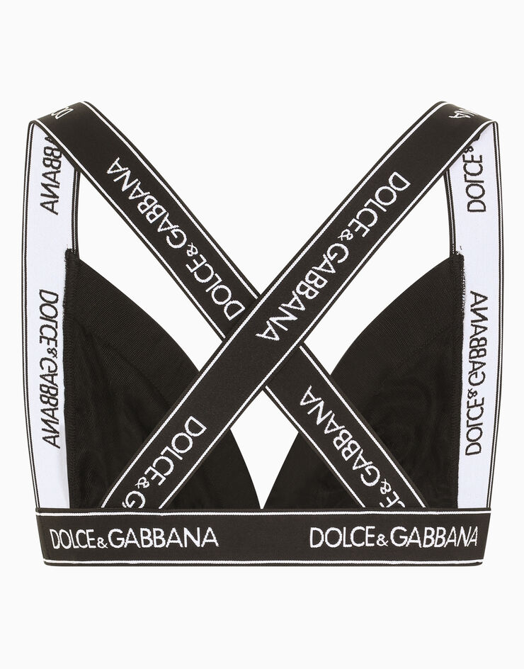 Dolce & Gabbana 徽标弹力饰边平纹针织三角文胸 黑 O1B69TFUEEY