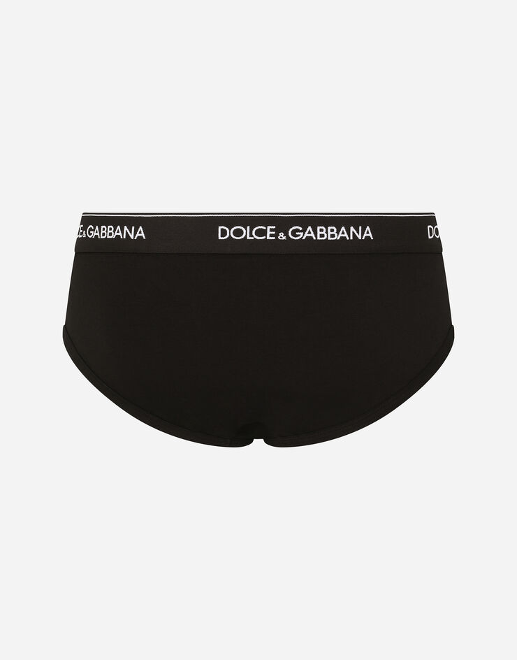 Dolce & Gabbana Pack de dos slips medio de algodón elástico Negro M9C03JONN95