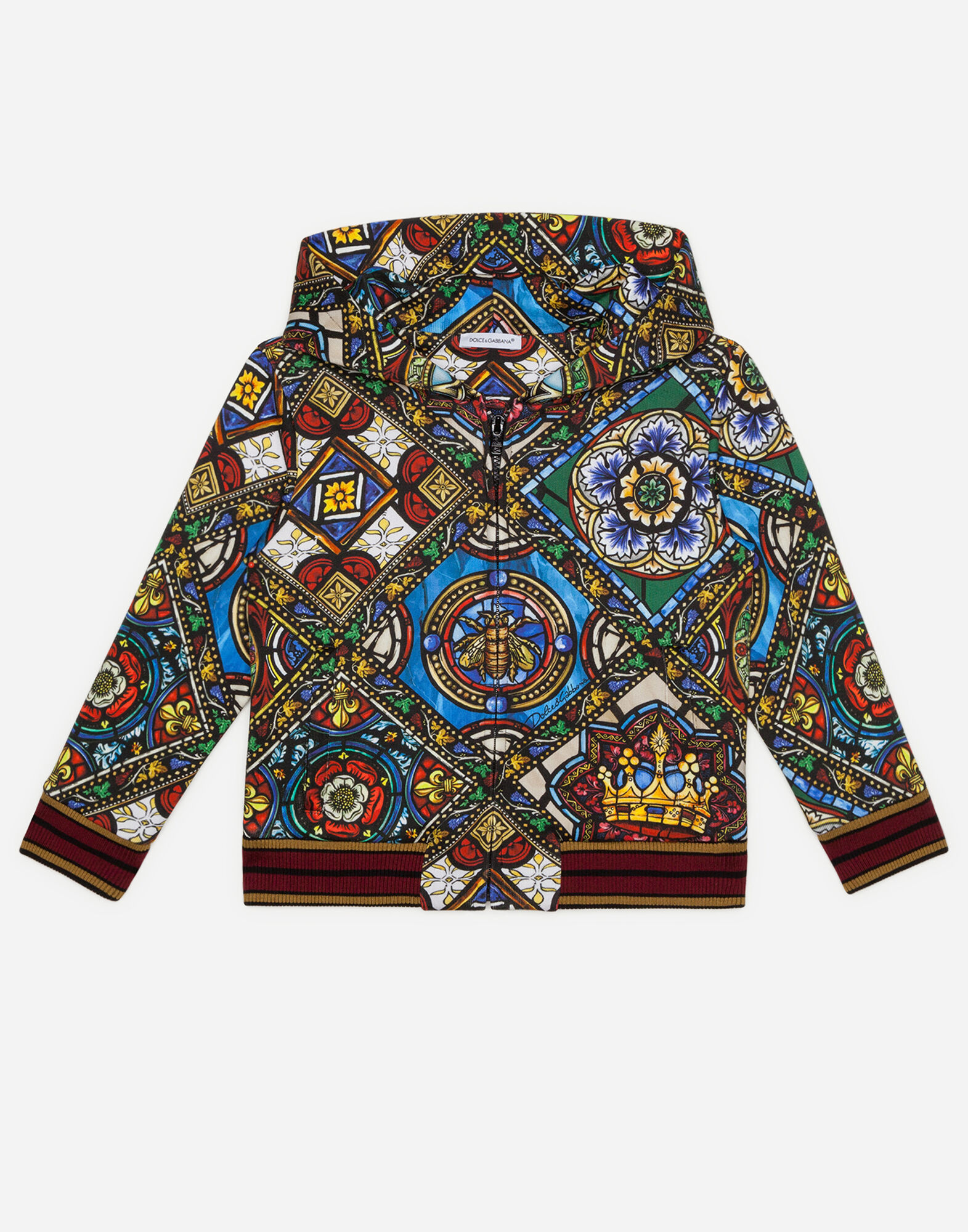 JERSEY HOODIE WITH STAINED GLASS WINDOW PRINT