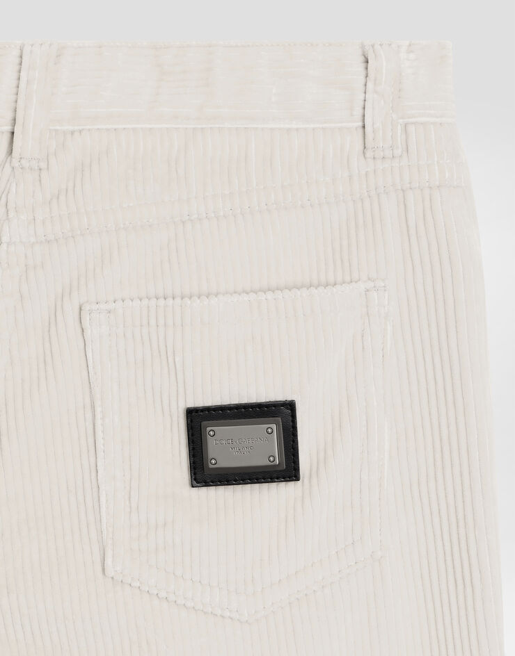 Dolce & Gabbana 5-pocket trousers in striped velvet Beige L52F79FUVB2