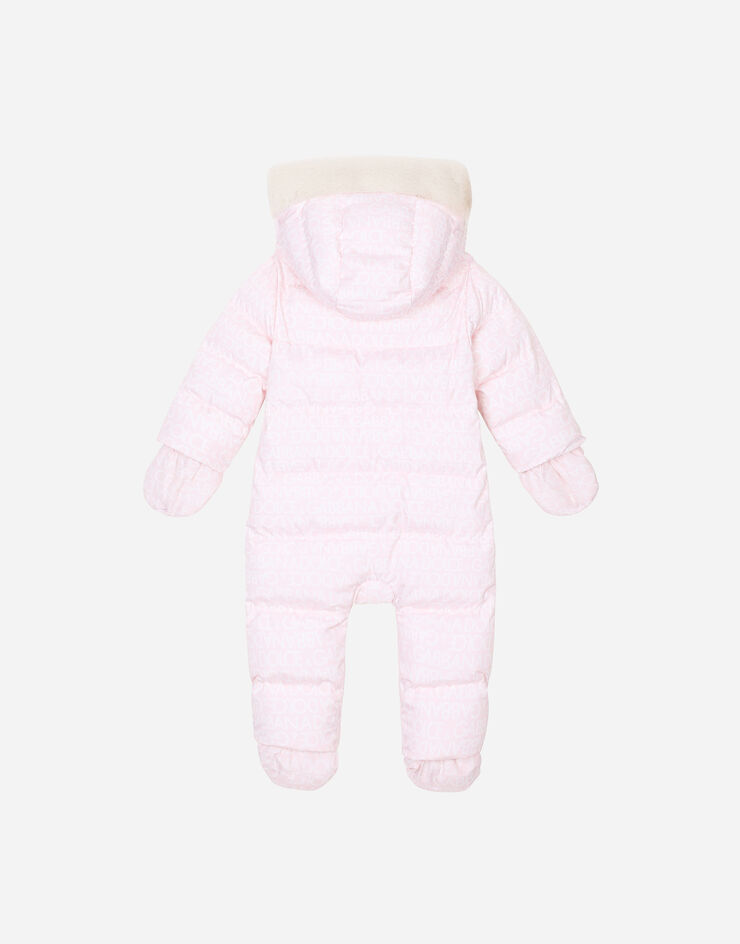 DolceGabbanaSpa Padded quilted nylon snowsuit with all-over logo print Pink L1JO6JISMFZ