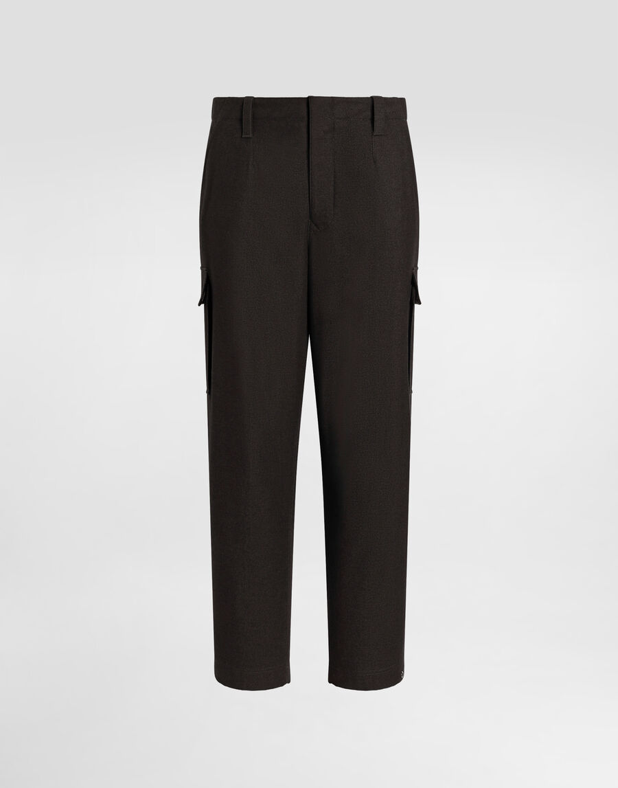 Melange wool mat trousers