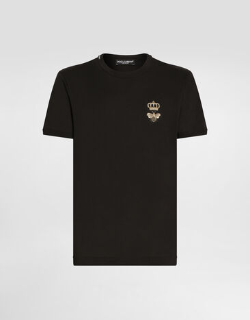 Dolce & Gabbana Cotton T-shirt with embroidery Black G8PN9TG7M1C