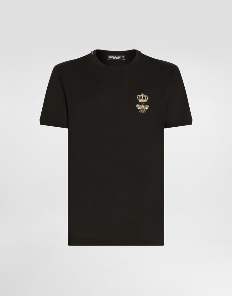 Dolce & Gabbana T-Shirt aus Baumwolle mit Stickerei Mehrfarbig G8PV1ZG7WUQ