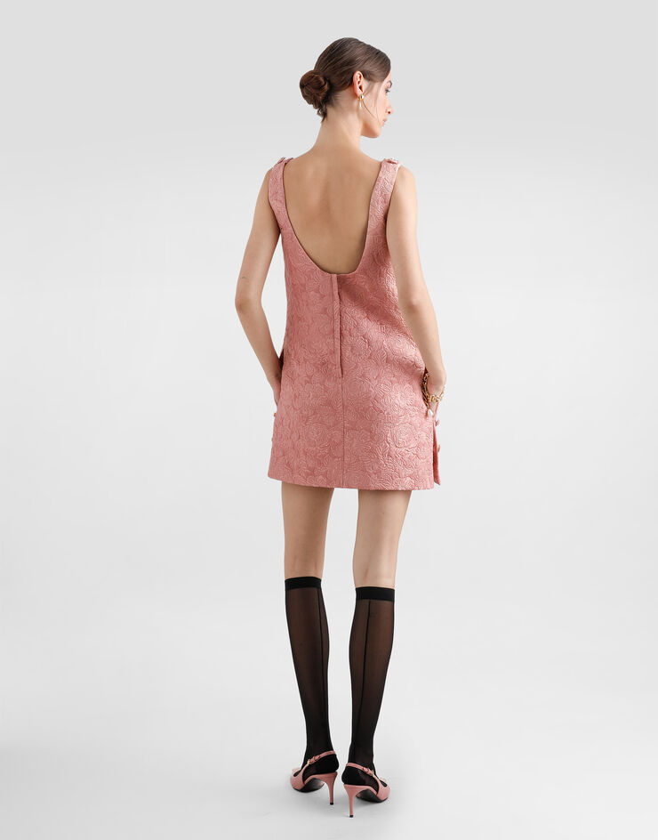 Dolce & Gabbana Short floral quilted jacquard sack dress Pink F6TMLTHJMQK
