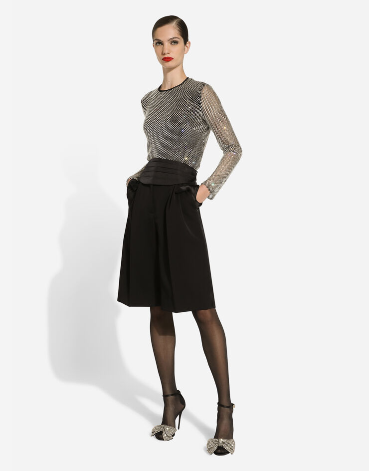 Dolce & Gabbana Bluse aus Crystal-Mesh Silber F7AJ2THLSA0