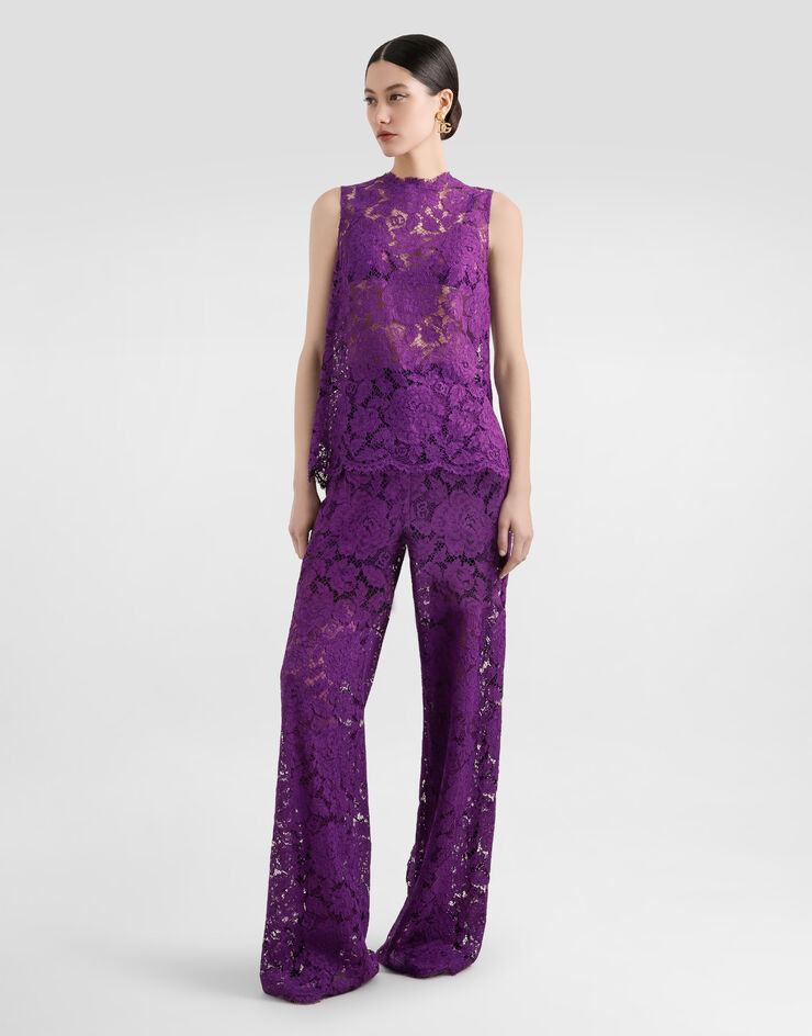 Dolce & Gabbana Pantalon en dentelle cordonnet Purple FTCPTTHLM7L