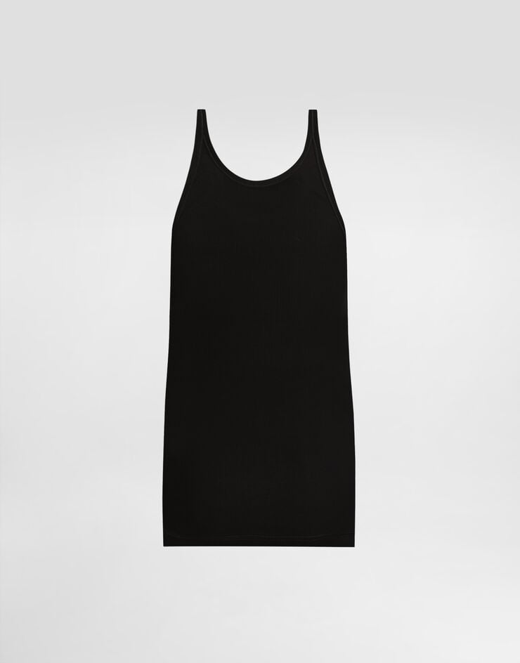 Dolce & Gabbana Camiseta sin mangas en algodón con estampado Black G8PA8TG7P3I