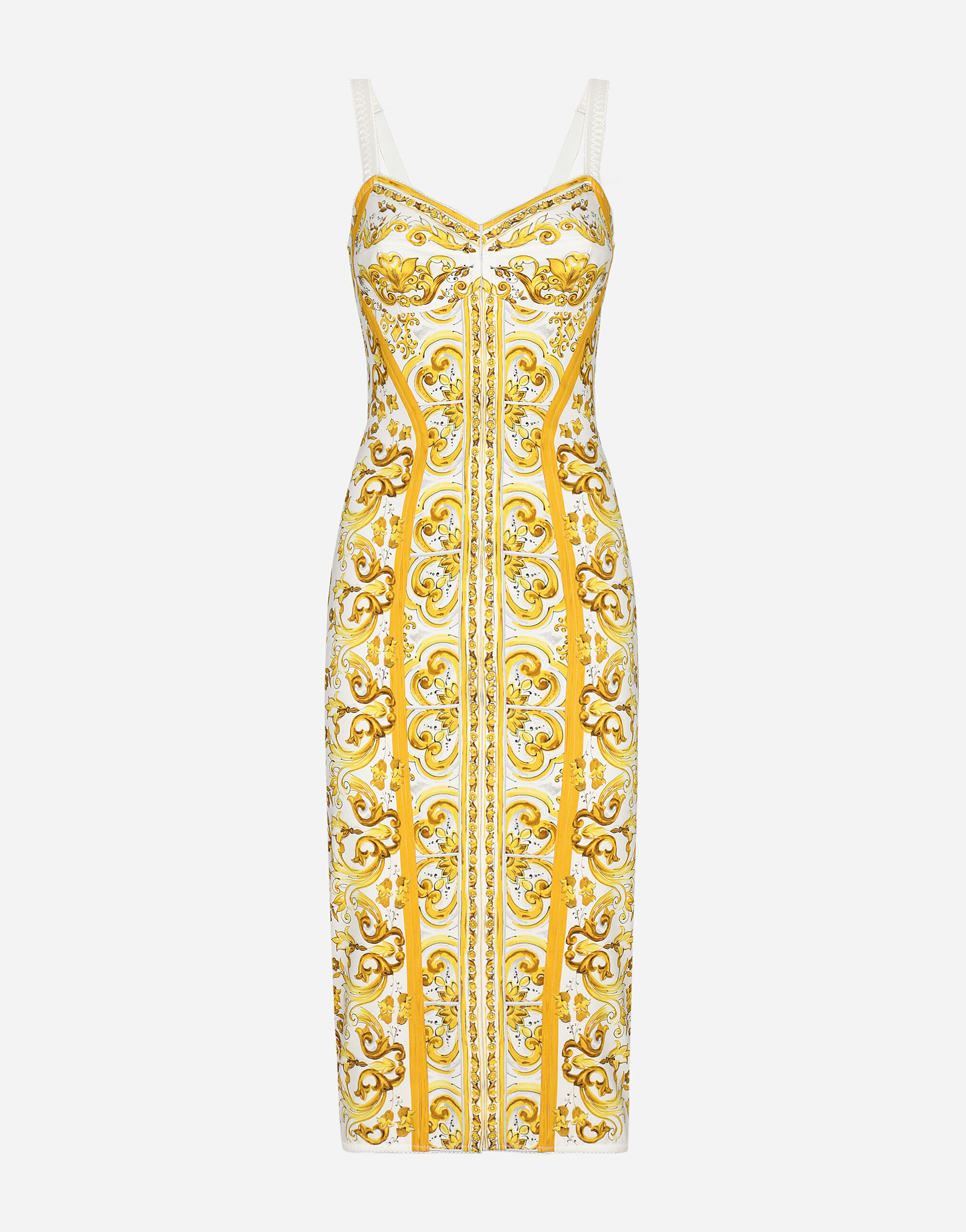 Majolica-print charmeuse corset dress in Print for Women | Dolce&Gabbana® US